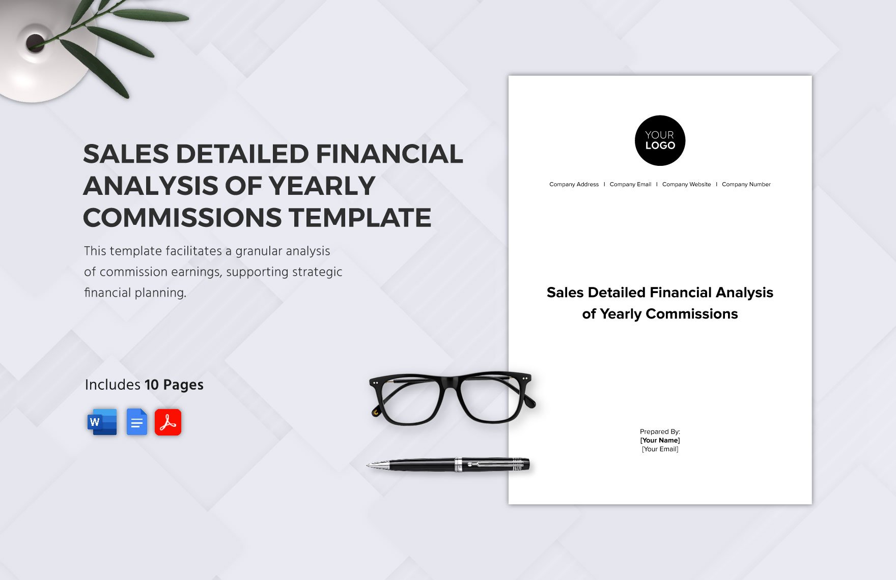 Sales Detailed Financial Analysis of Yearly Commissions Template