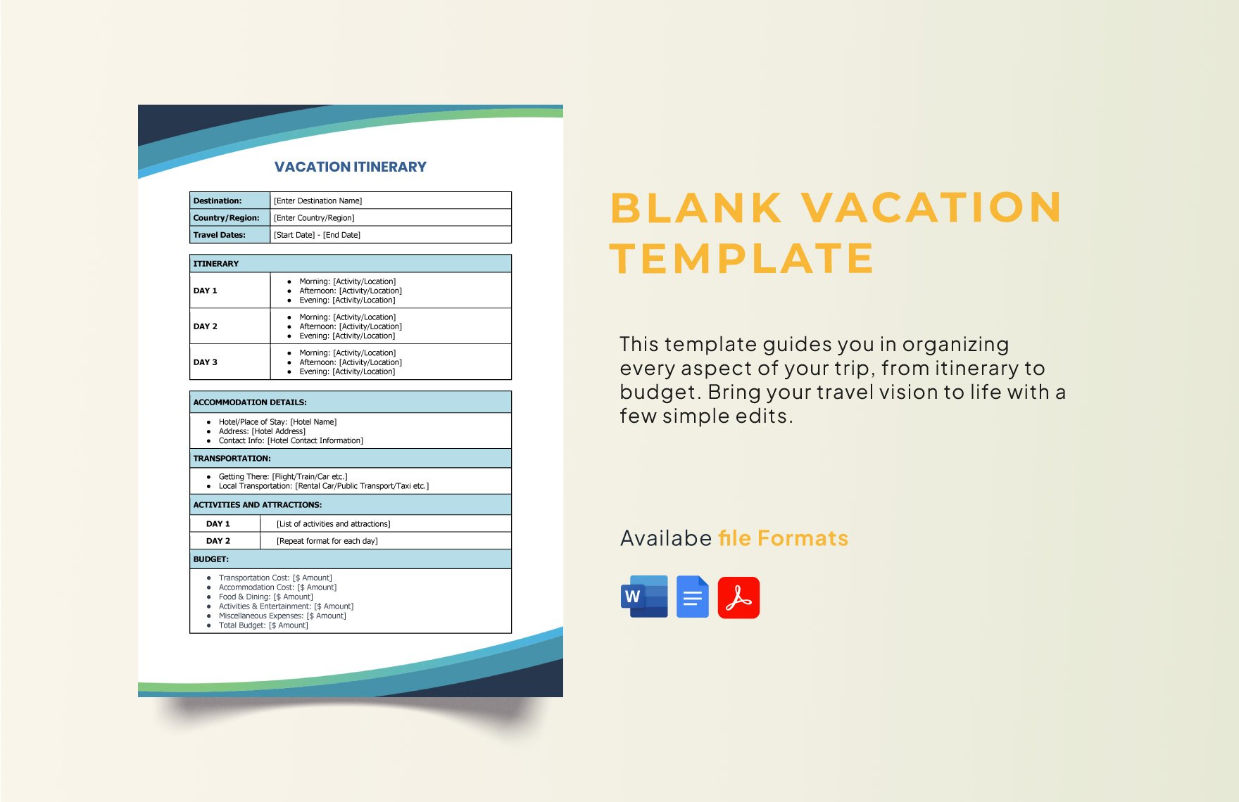 Blank Vacation Template