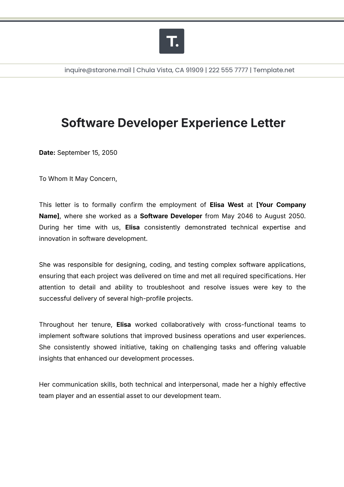 Free Software Developer Experience Letter Template To Edit Online Free Software Developer Experience Letter Template To Edit Online