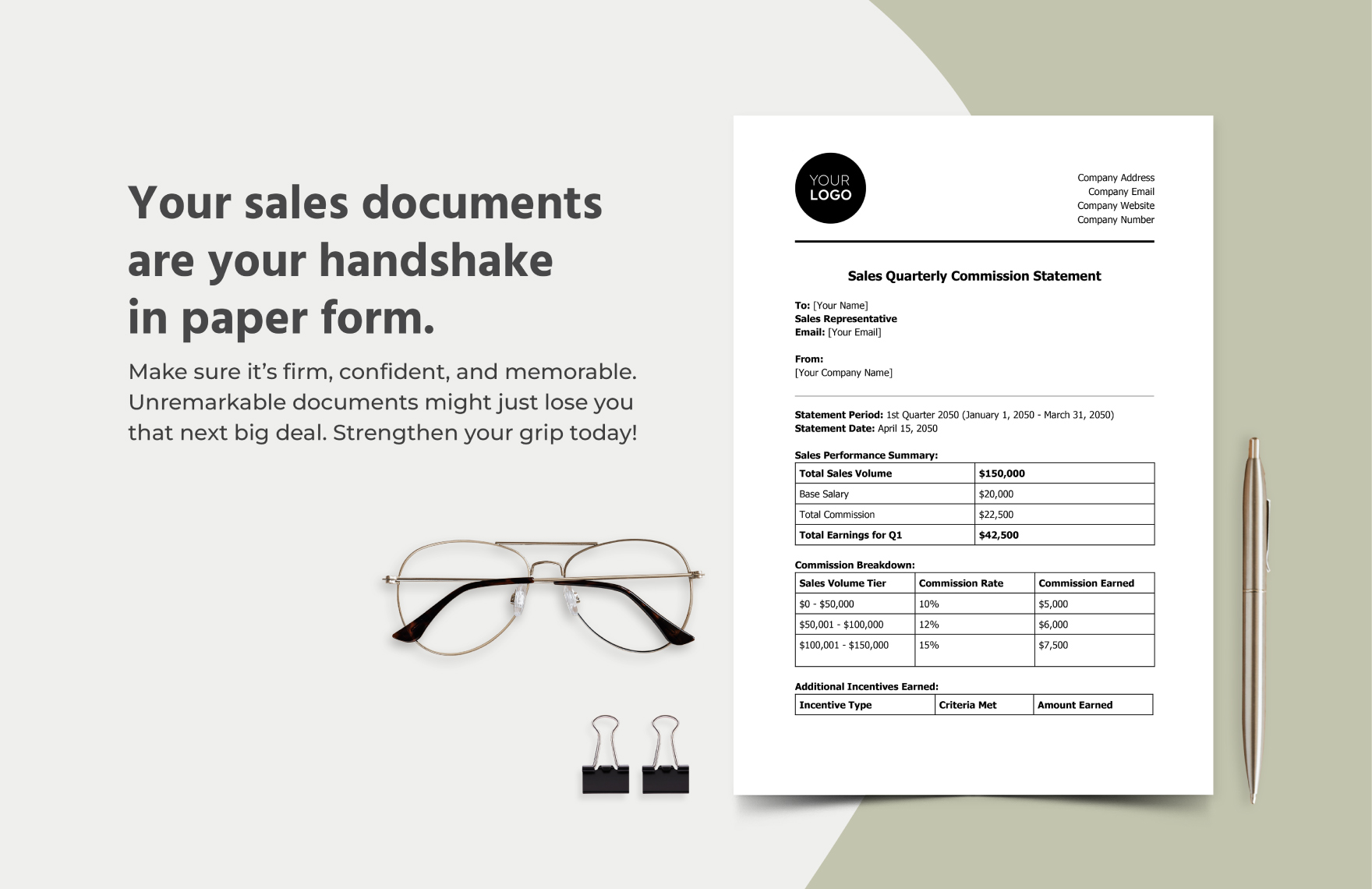 Sales Quarterly Commission Statement Template
