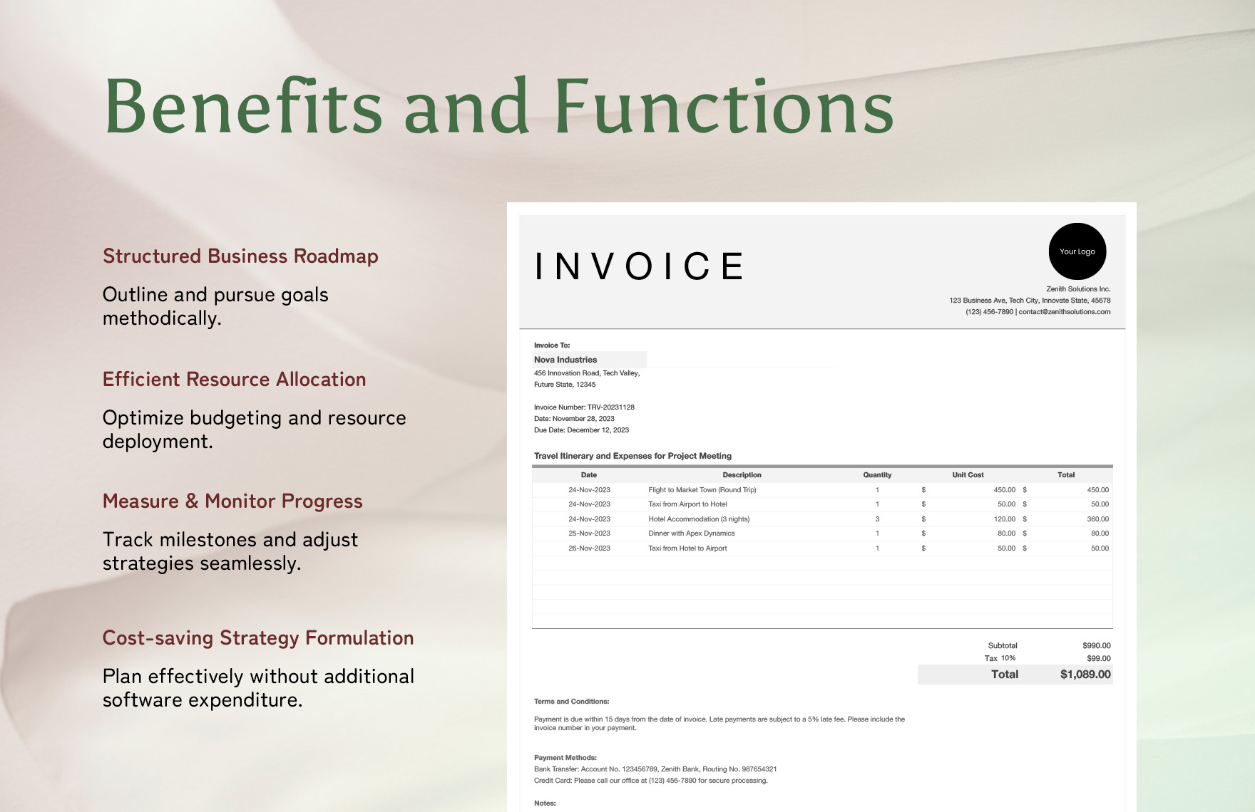 Office Travel Invoice Template