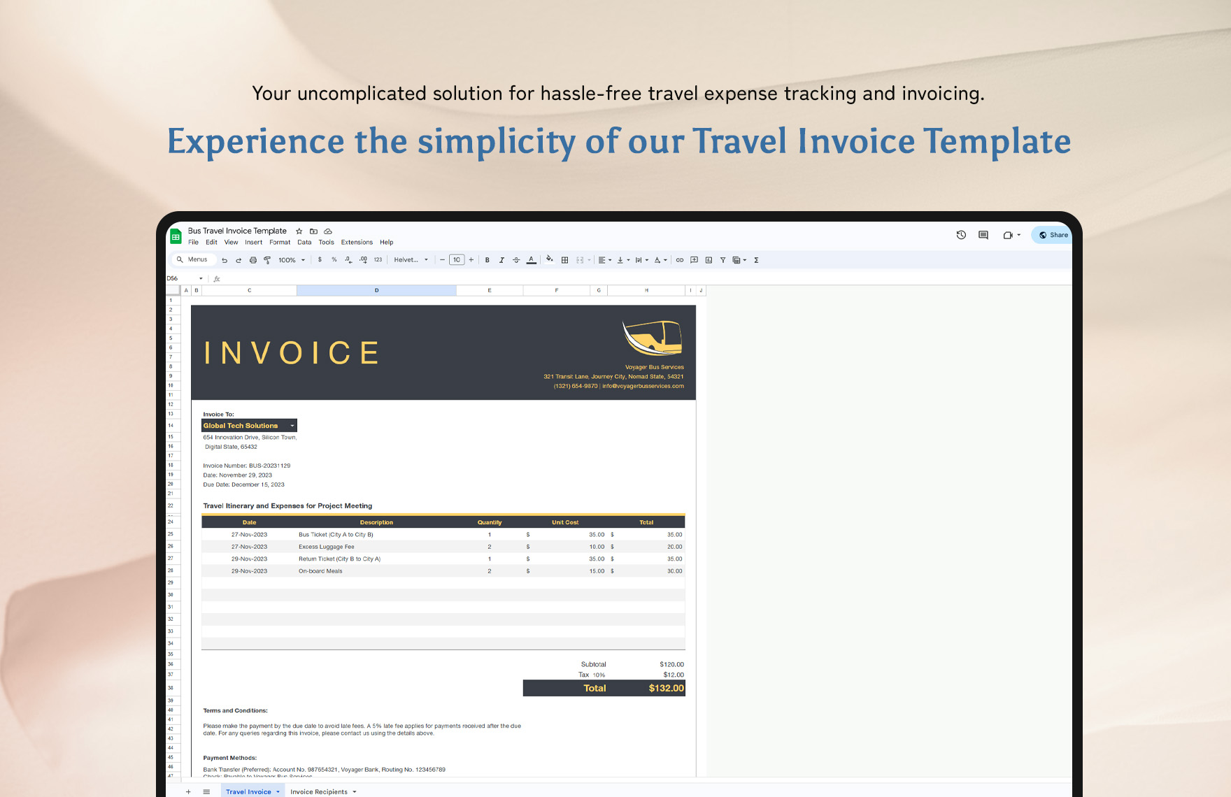 Bus Travel Invoice Template