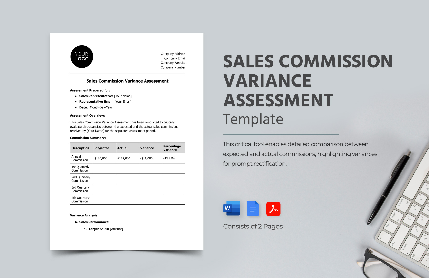 Sales Commission Variance Assessment Template