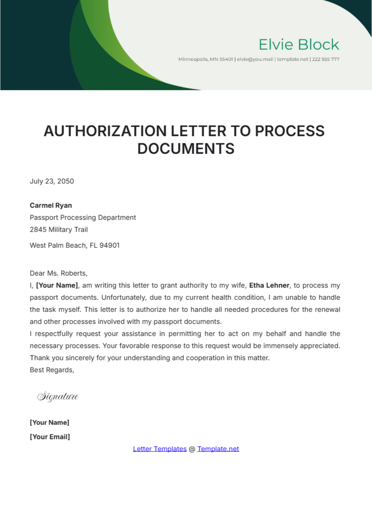 Authorization Letter to Process Documents Template - Edit Online & Download