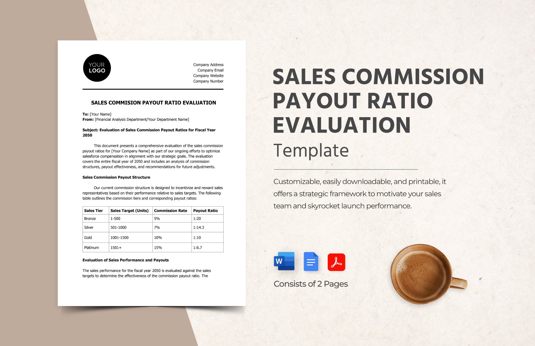 Sales Commission Payout Ratio Evaluation Template in Word, Google Docs, PDF