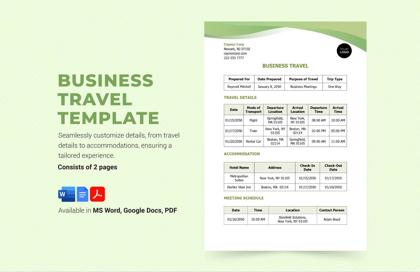 Free Business Travel Template in Word, Google Docs, PDF