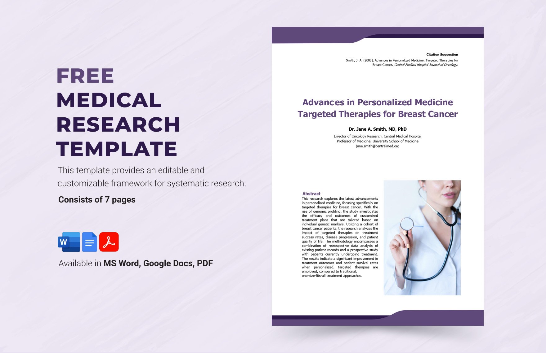 Free Medical Research Template in Word, Google Docs, PDF