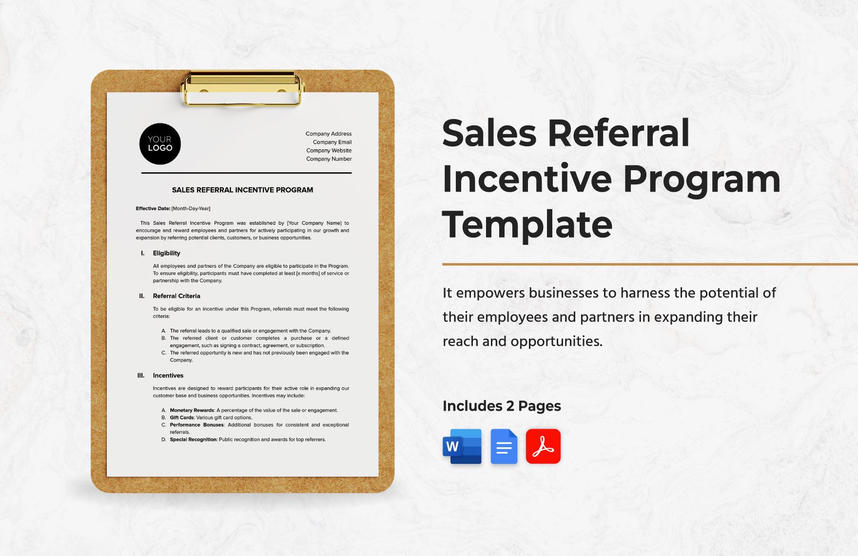 Sales Referral Incentive Program Template