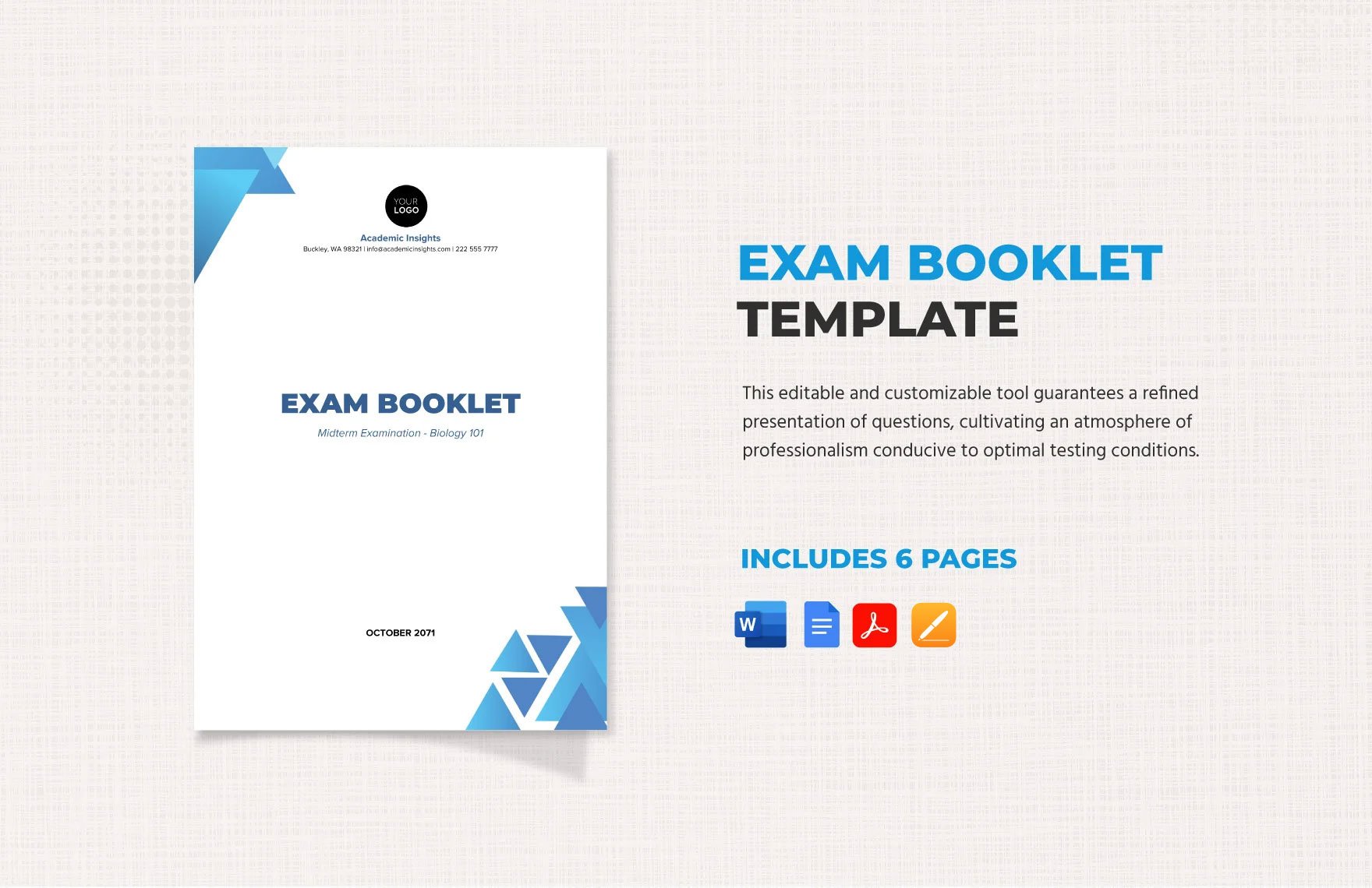 Exam Booklet Template