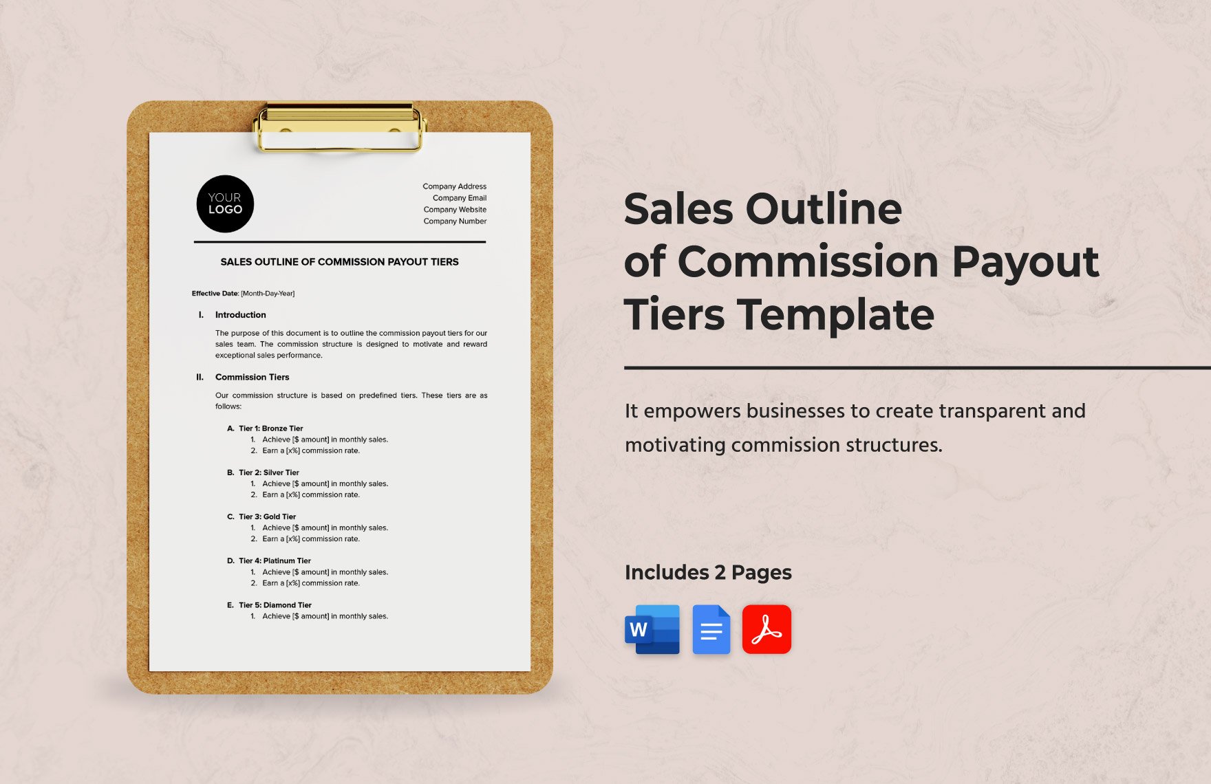 Sales Outline of Commission Payout Tiers Template in Word, Google Docs, PDF