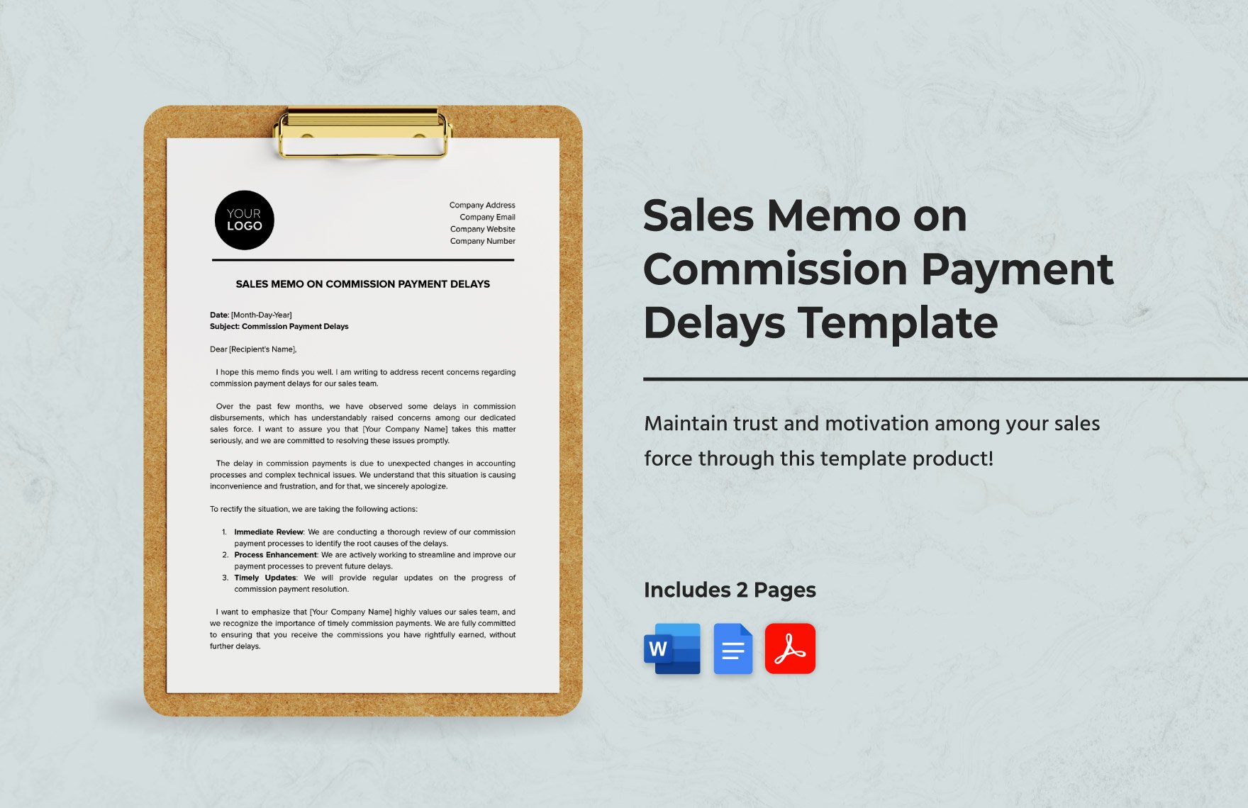 Sales Memo on Commission Payment Delays Template
