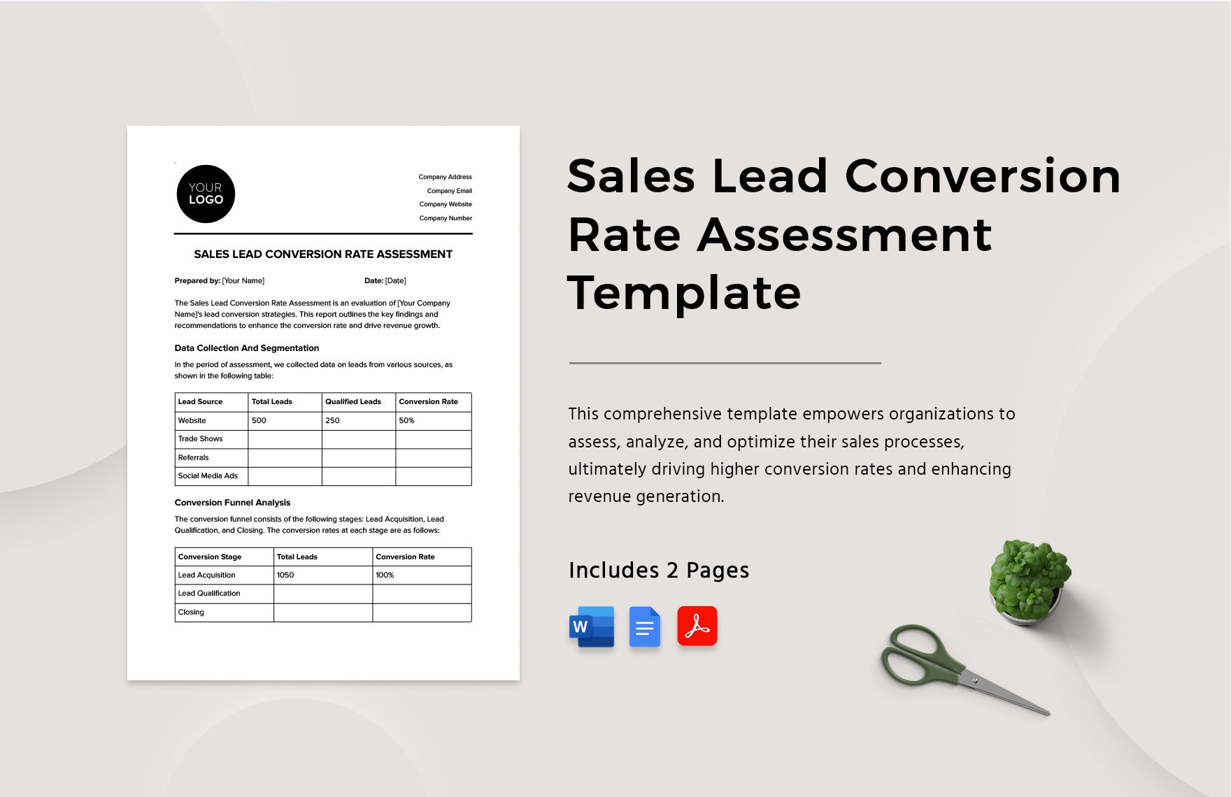 Sales Lead Conversion Rate Assessment Template in Word, Google Docs, PDF