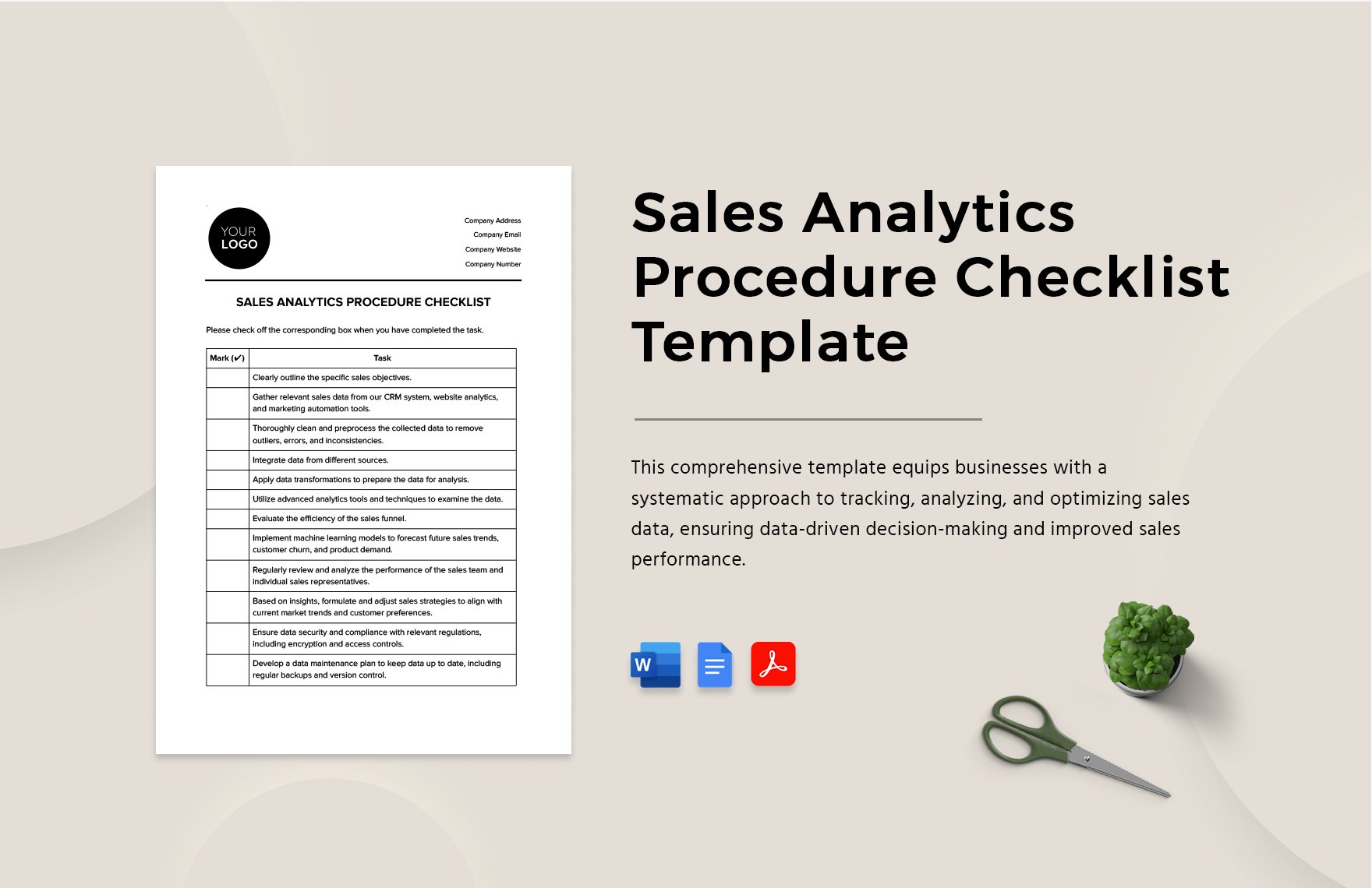 Sales Analytics Procedure Checklist Template in Word, Google Docs, PDF