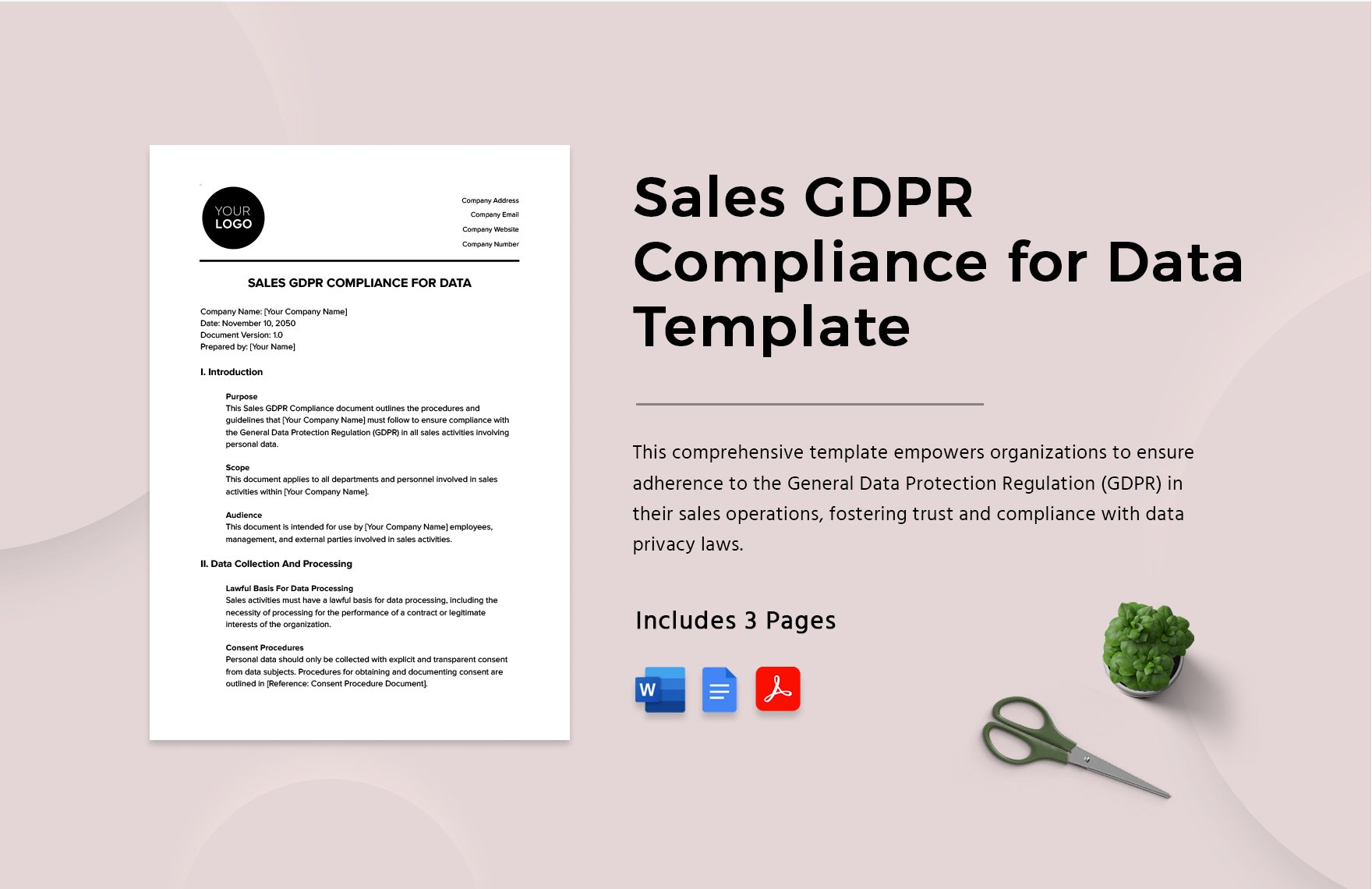 Sales GDPR Compliance for Data Template