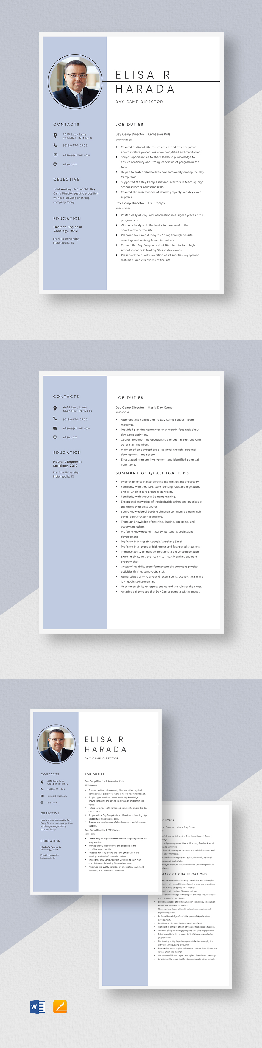 Free Day Camp Director Resume Template - Word, Apple Pages | Template.net