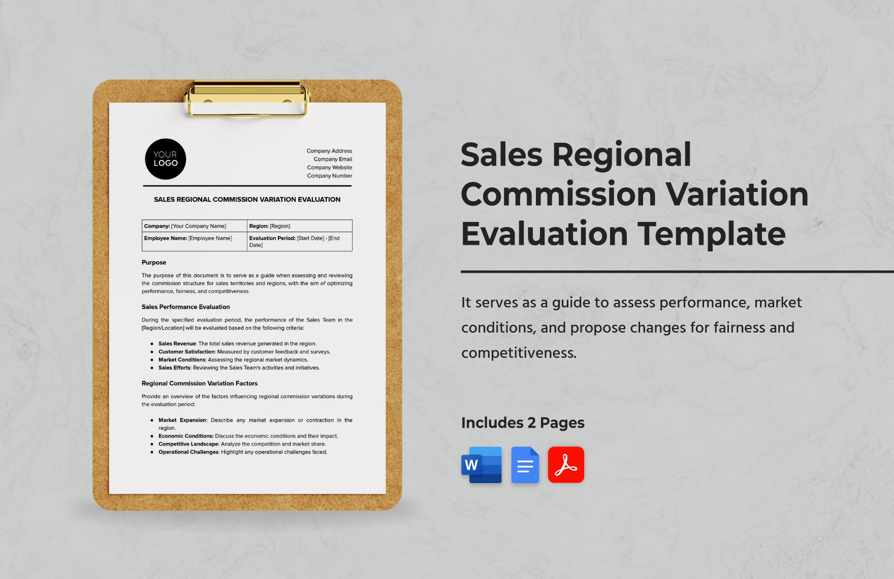 Sales Regional Commission Variation Evaluation Template in Word, Google Docs, PDF