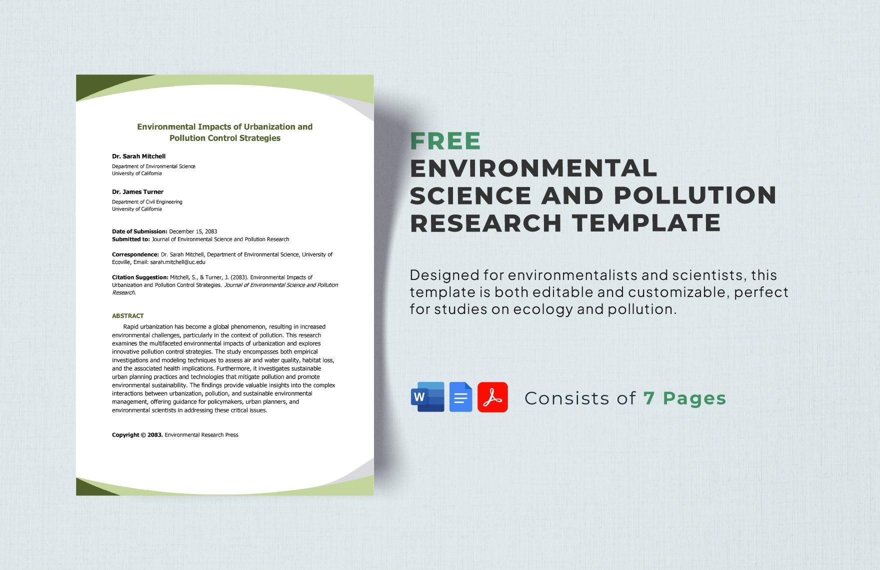 Free Environmental Science and Pollution Research Template in Word, Google Docs, PDF