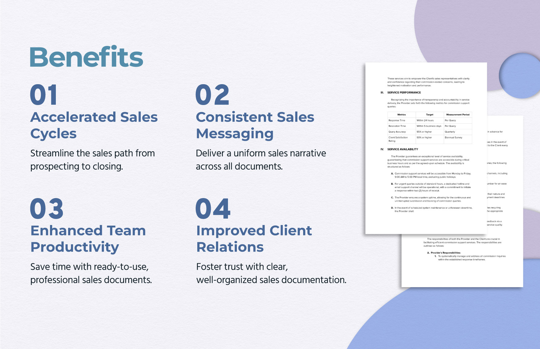 Sales SLA for Commission Support Queries Template