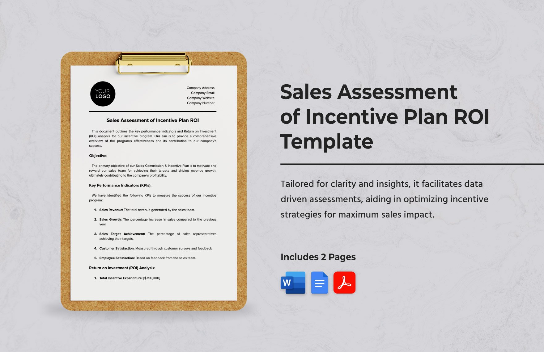 Sales Assessment of Incentive Plan ROI Template