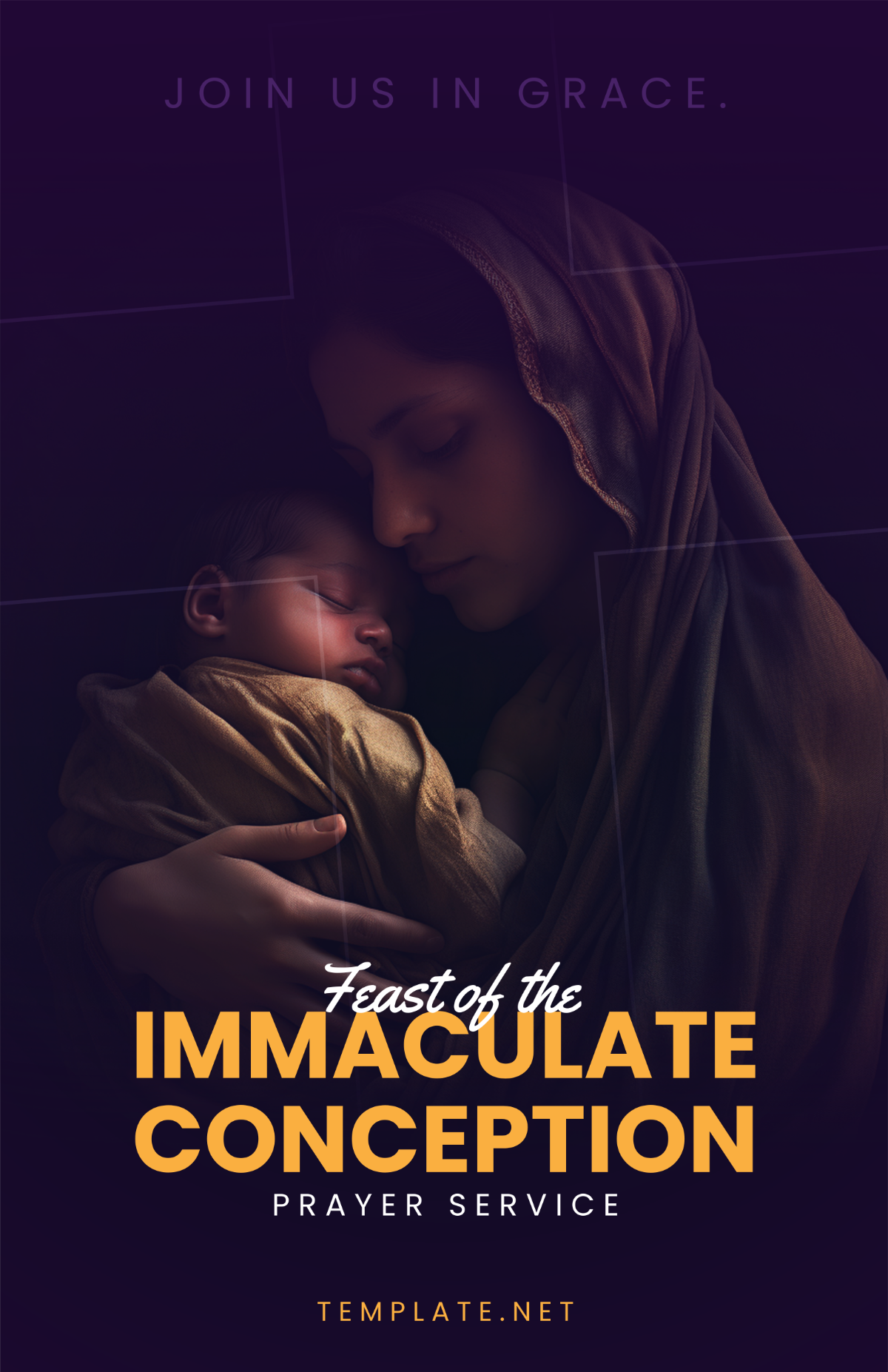 Feast of Immaculate Conception Prayer Service Poster Template