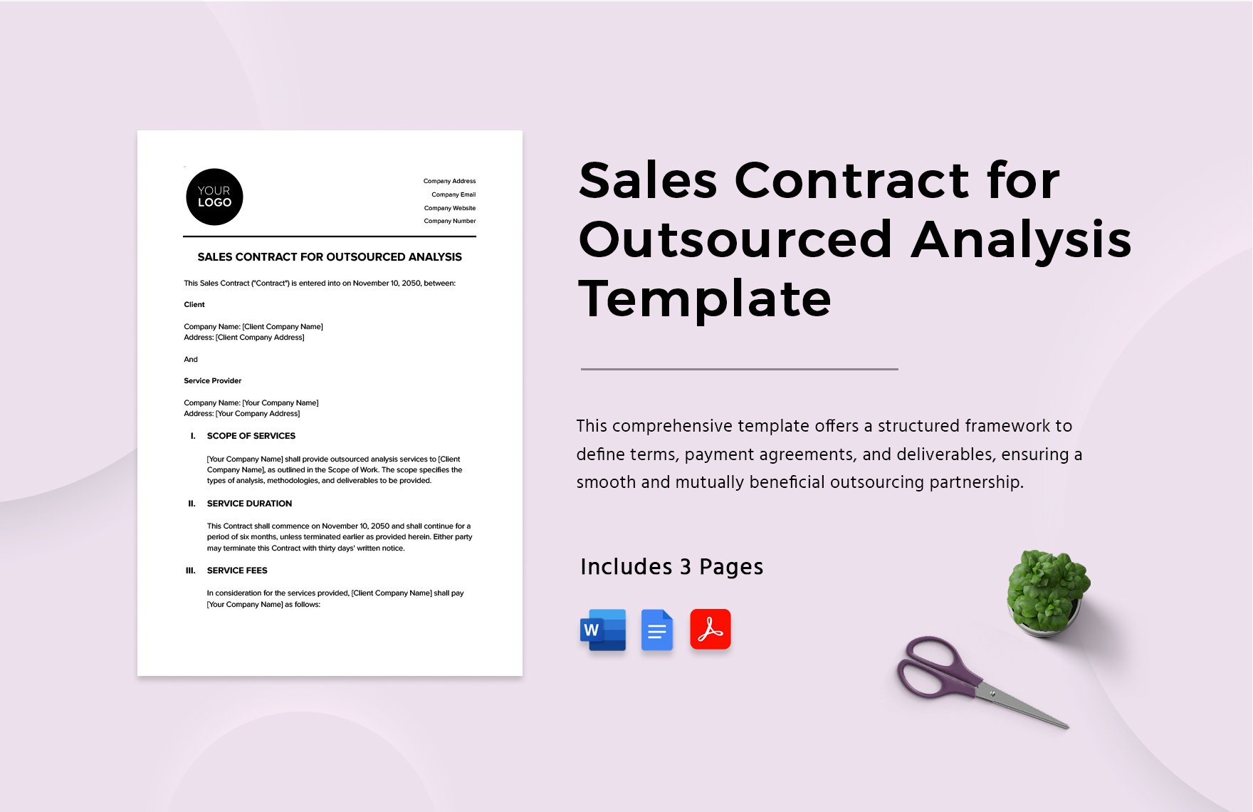 Sales Contract for Outsourced Analysis Template