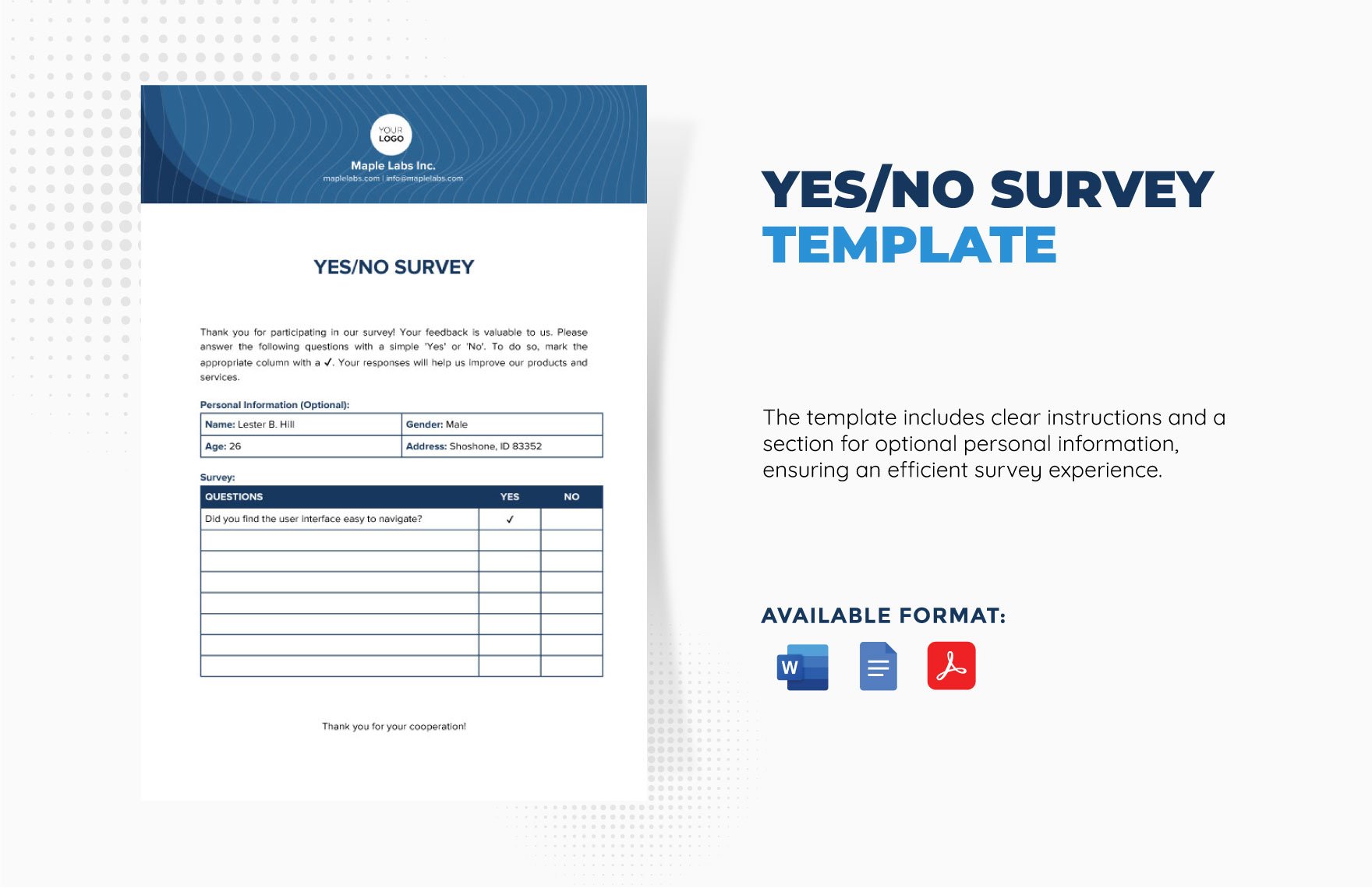 Yes/No Survey Template