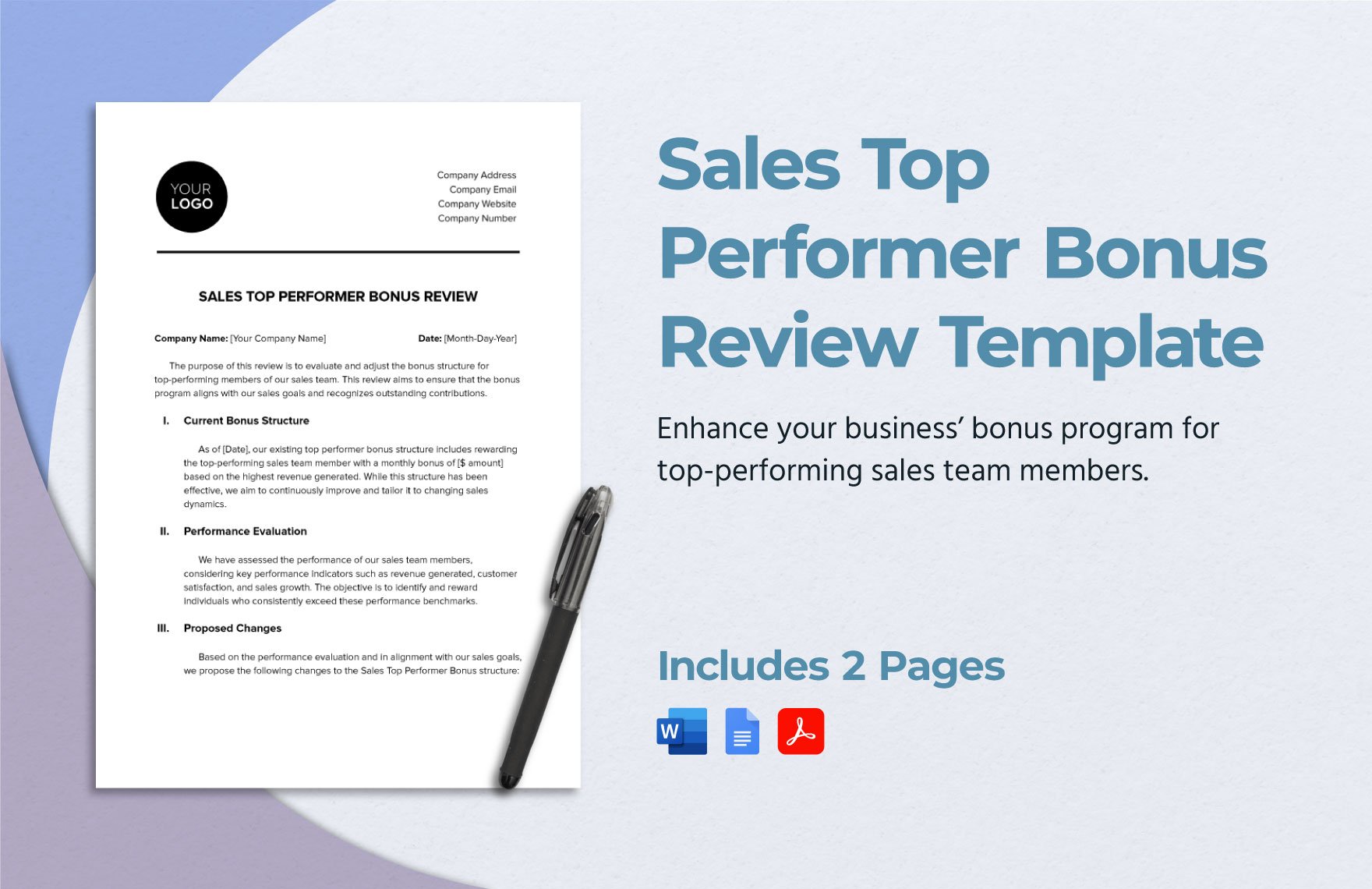 Sales Top Performer Bonus Review Template in Word, Google Docs, PDF
