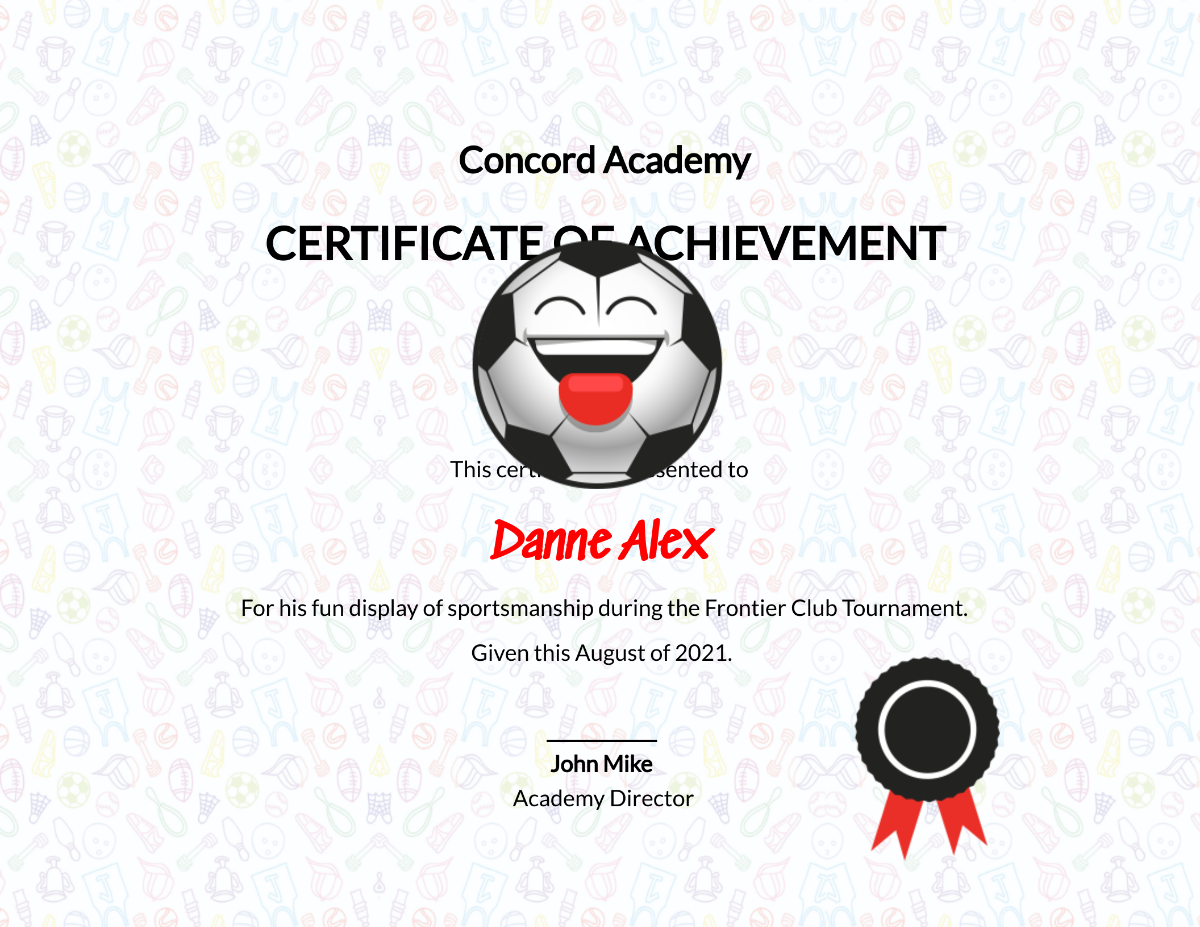 Funny Sports Achievement Certificate Template