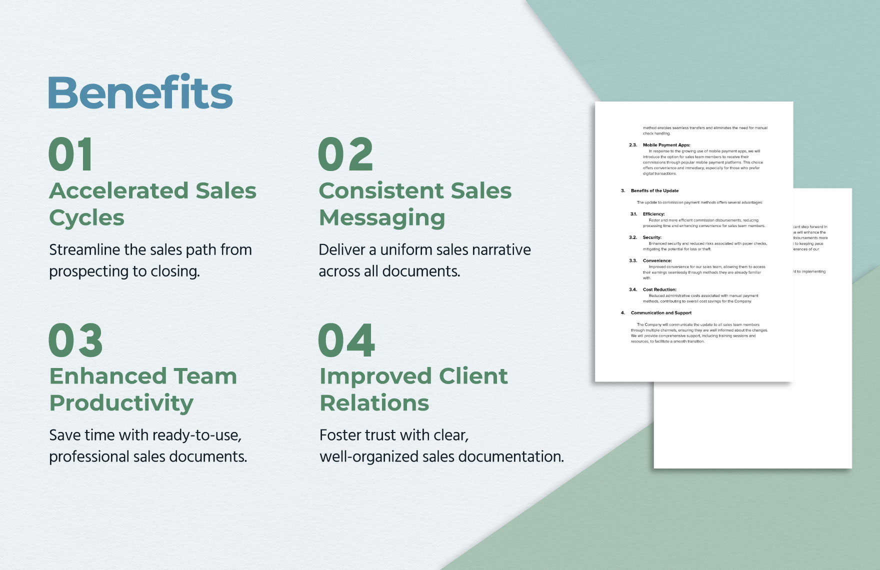 Sales Resolution to Update Commission Payment Methods Template