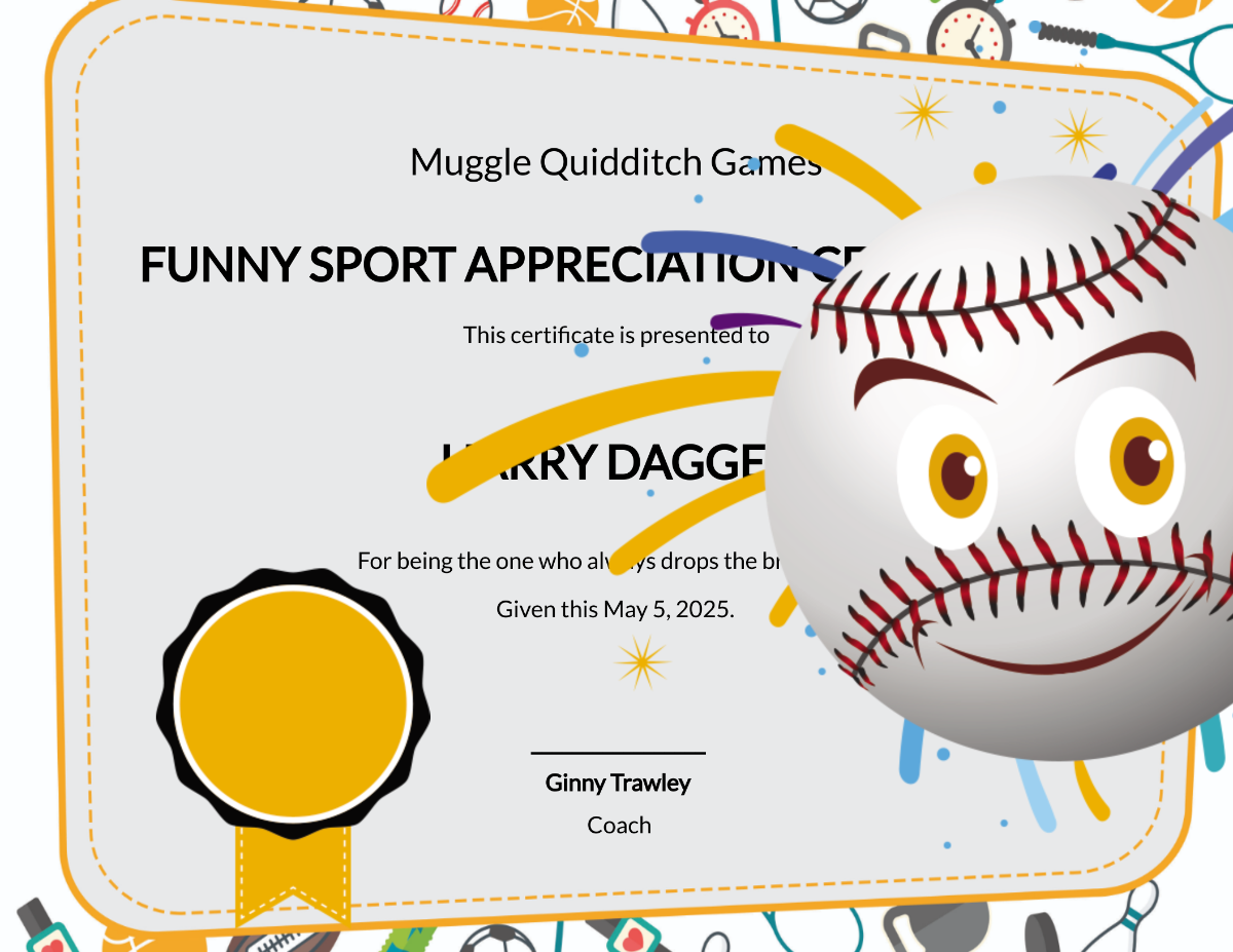 Funny Sport Appreciation Certificate Template