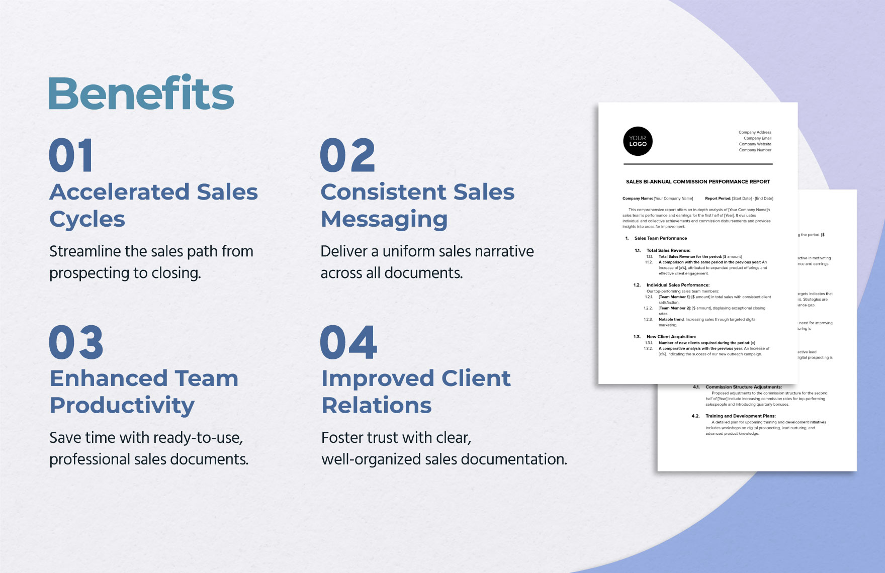 Sales Bi-Annual Commission Performance Report Template