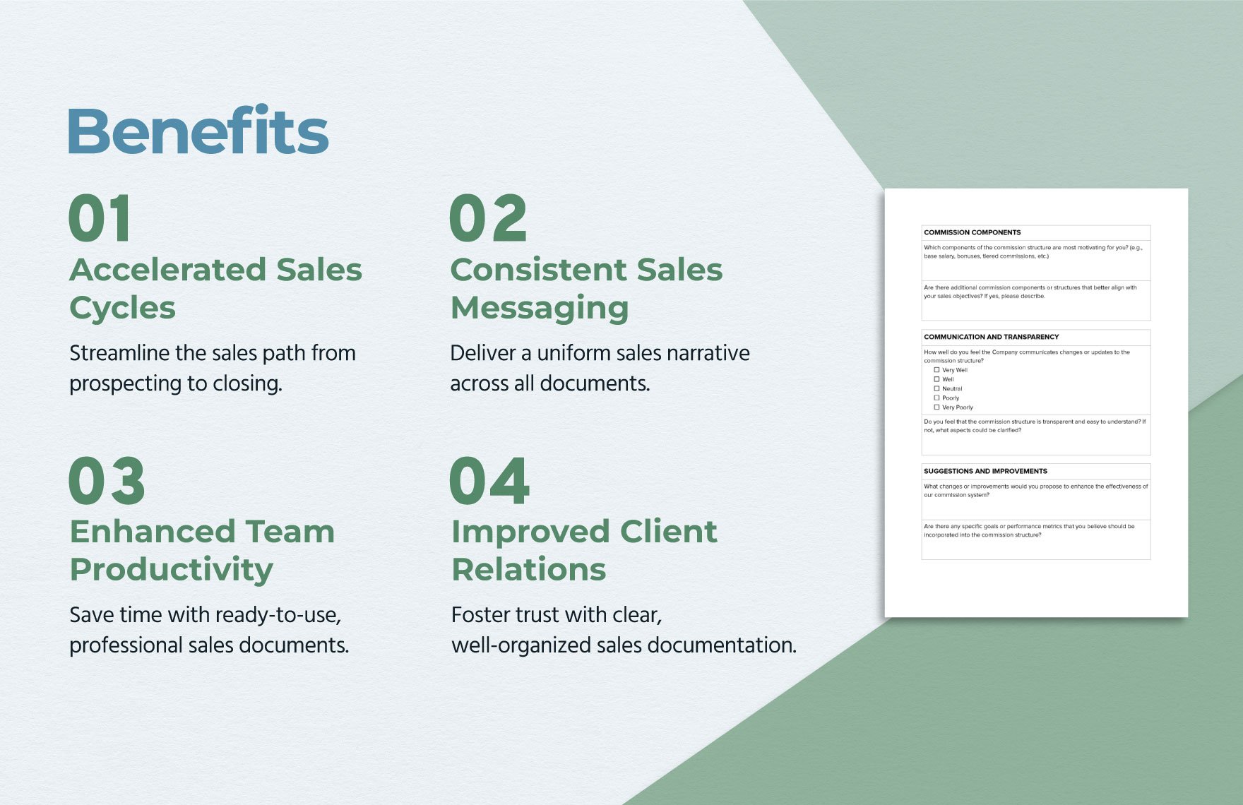 Sales Questionnaire for Improving Commission Systems Template
