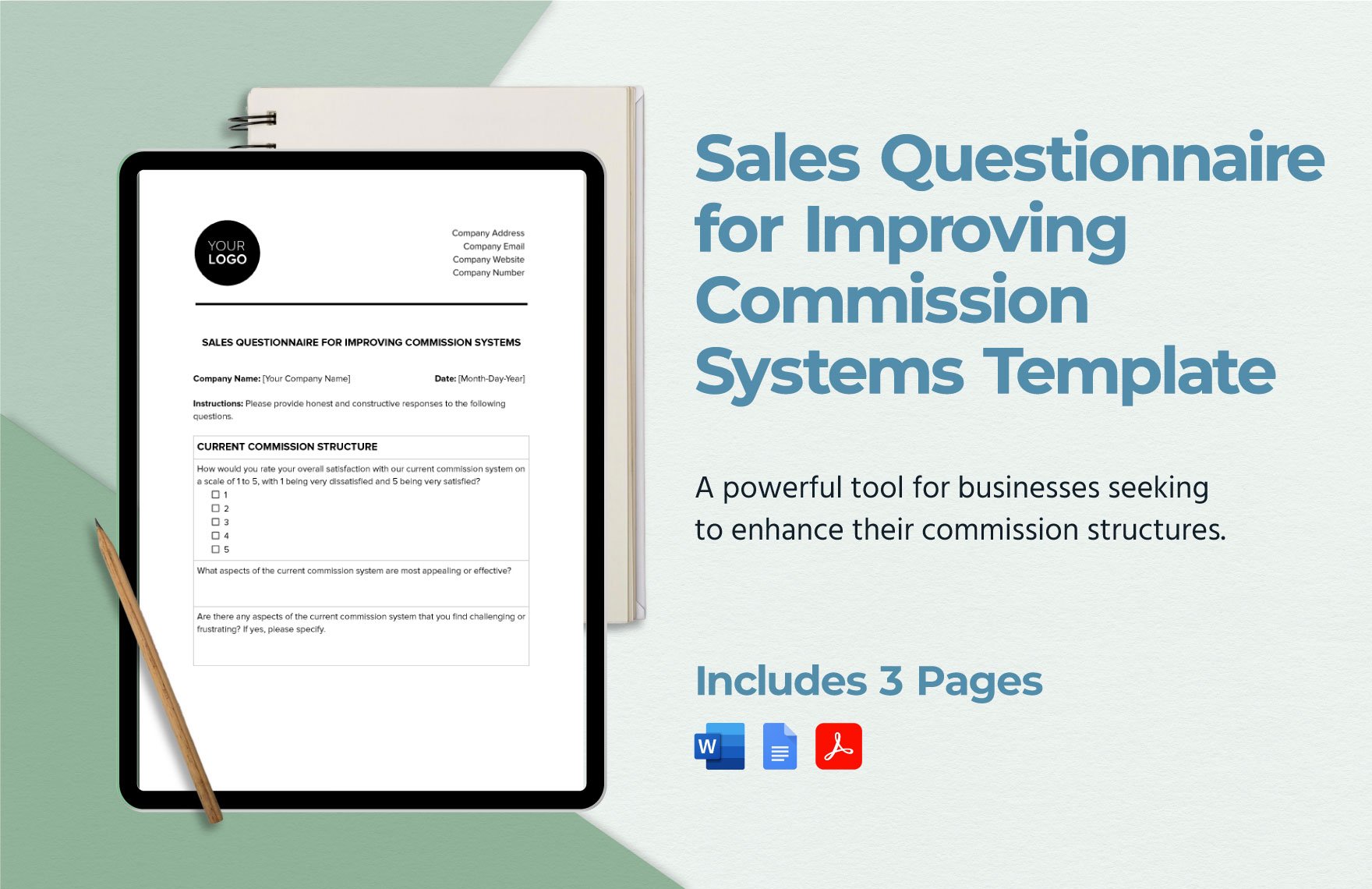 Sales Questionnaire for Improving Commission Systems Template