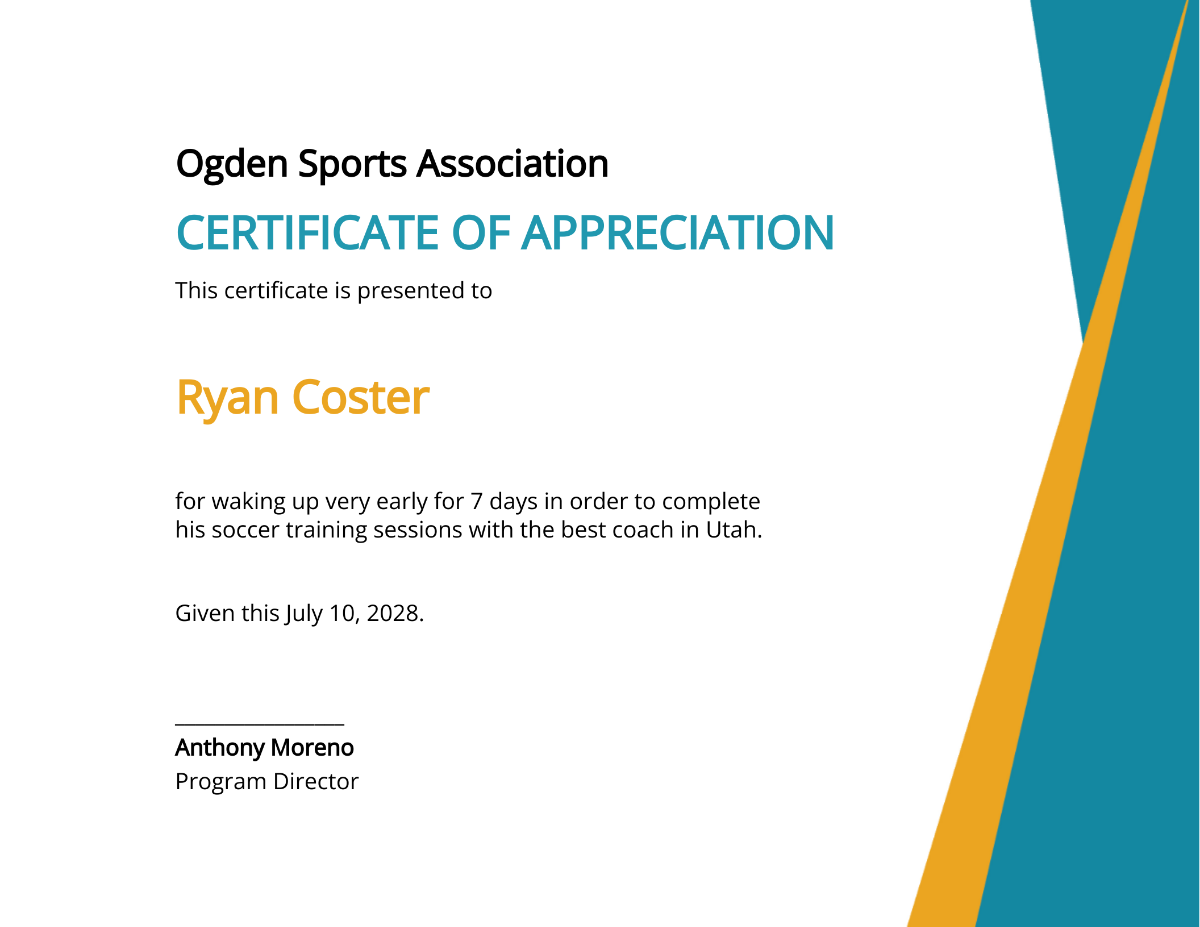Funny Sports Training Certificate Template