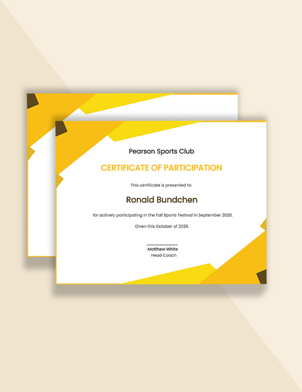 Funny Sports Participation Certificate Template - Google Docs, Word, PSD