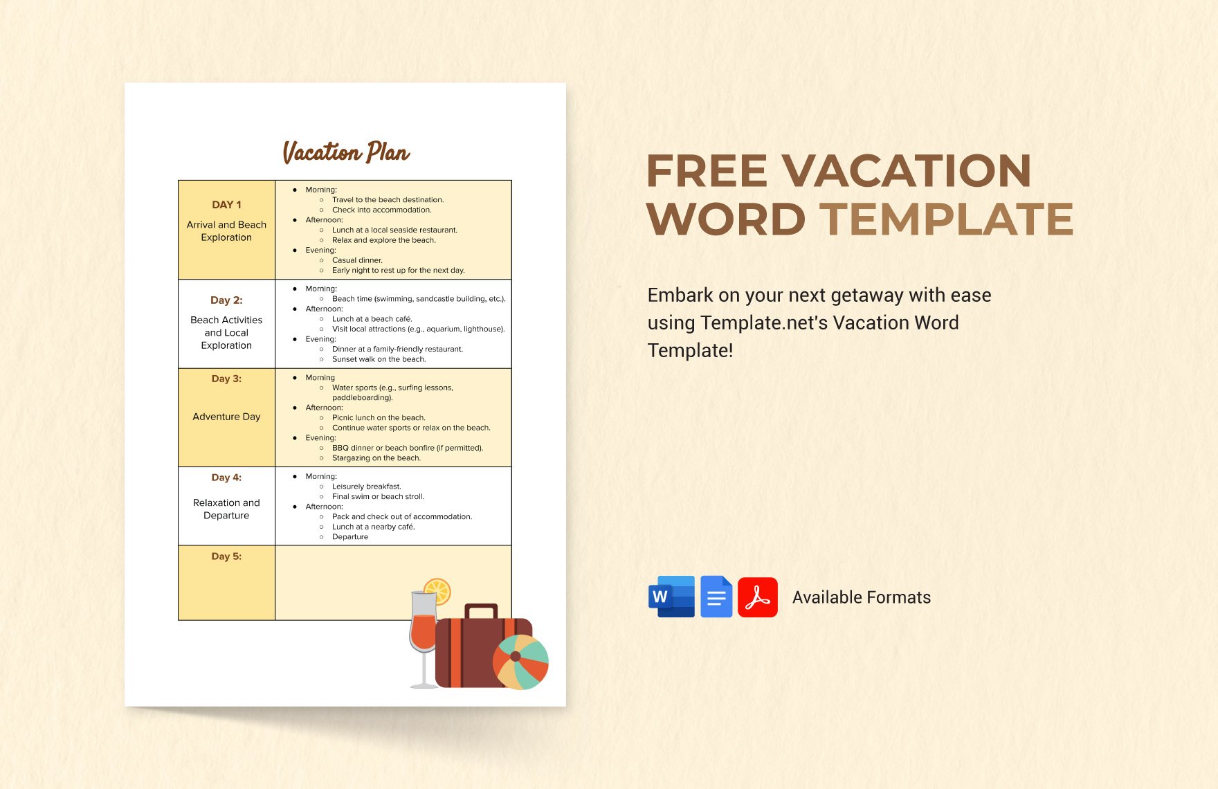 Vacation Word Template