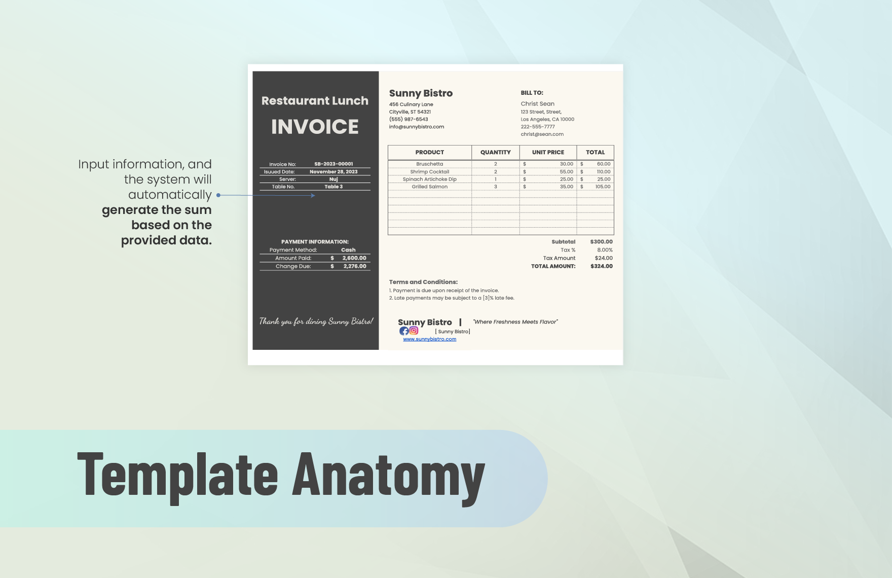 Restaurant Lunch Invoice Template