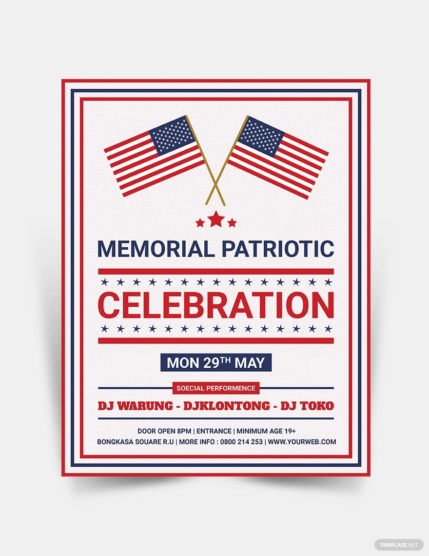 Editable Memorial Day Patriotic Flyer Template