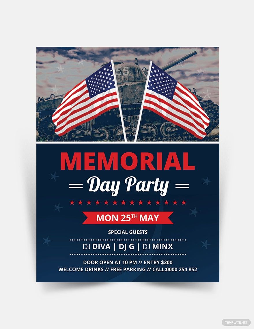 Free Memorial Day Party Invitation Template
