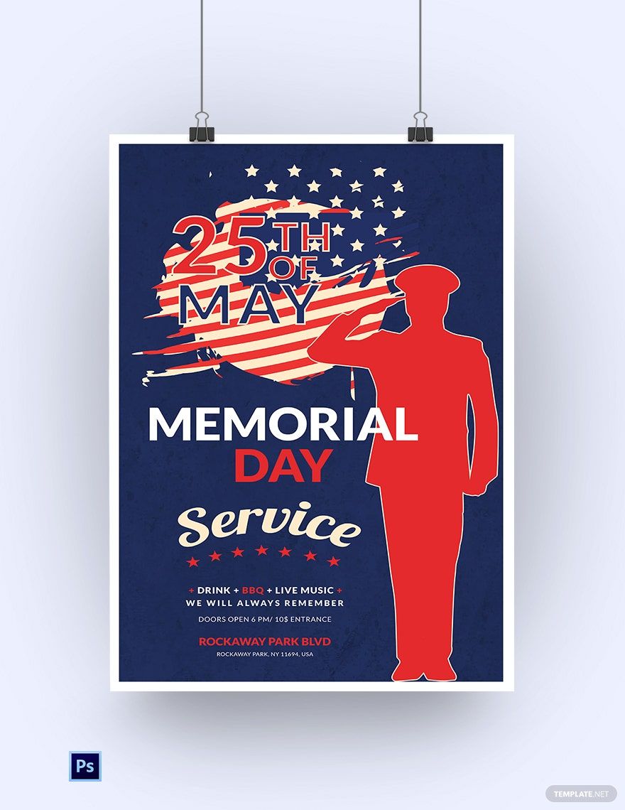 Memorial Day Service Poster Template