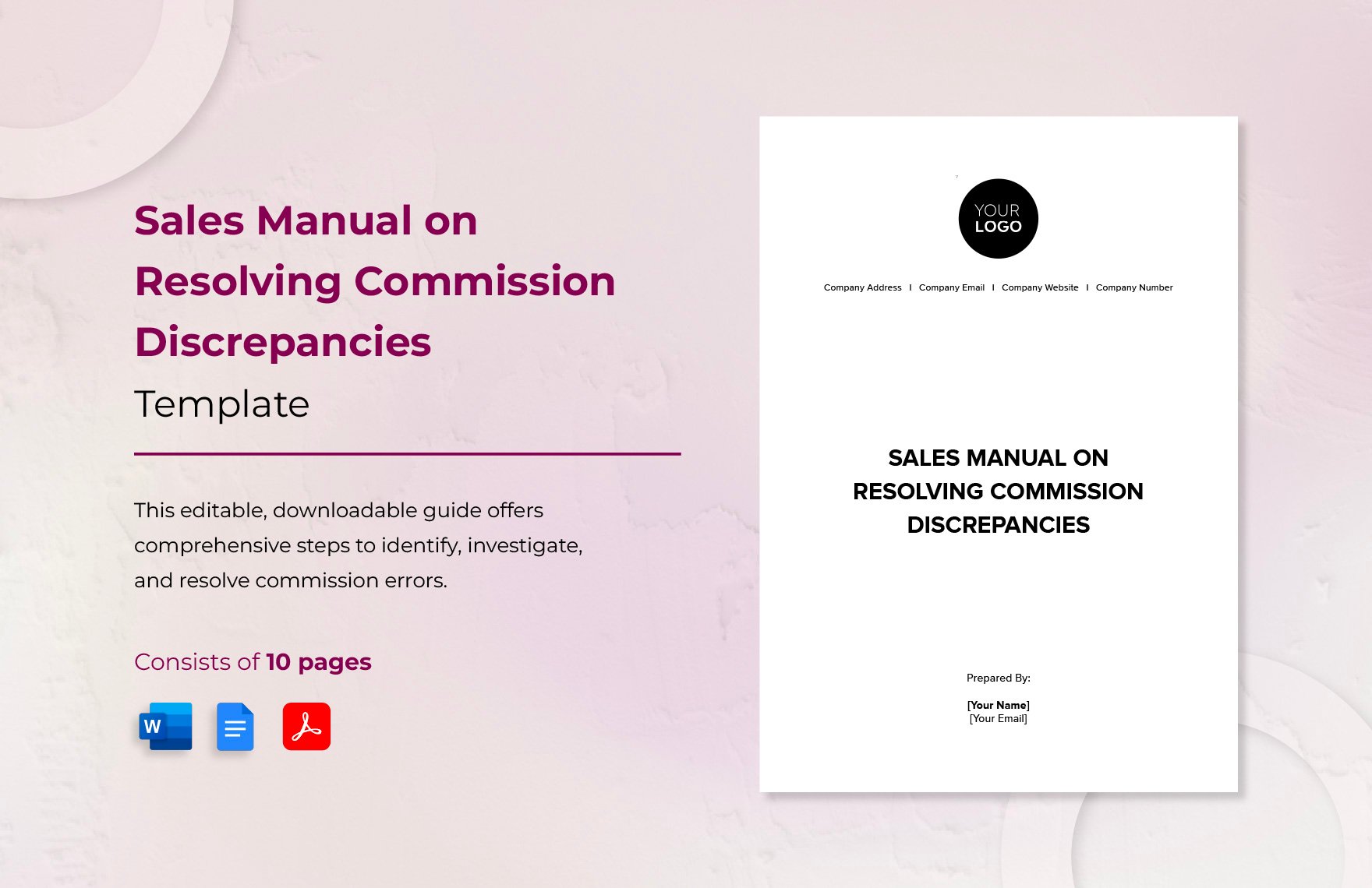 Sales Manual on Resolving Commission Discrepancies Template in Word, Google Docs, PDF