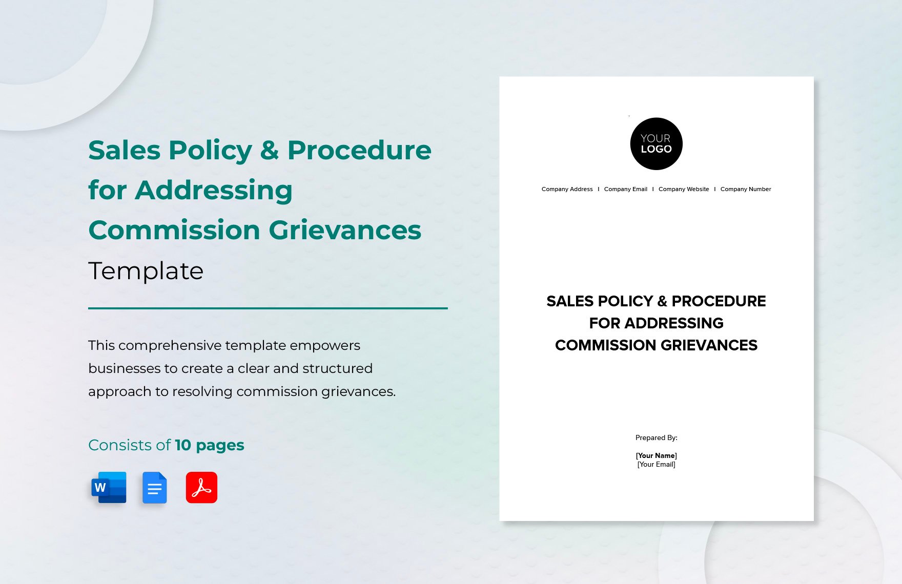 Sales Policy & Procedure for Addressing Commission Grievances Template in Word, Google Docs, PDF