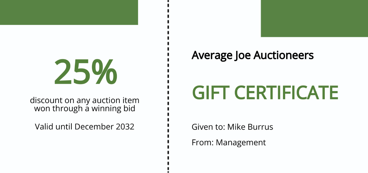 Auction Gift Certificate Template
