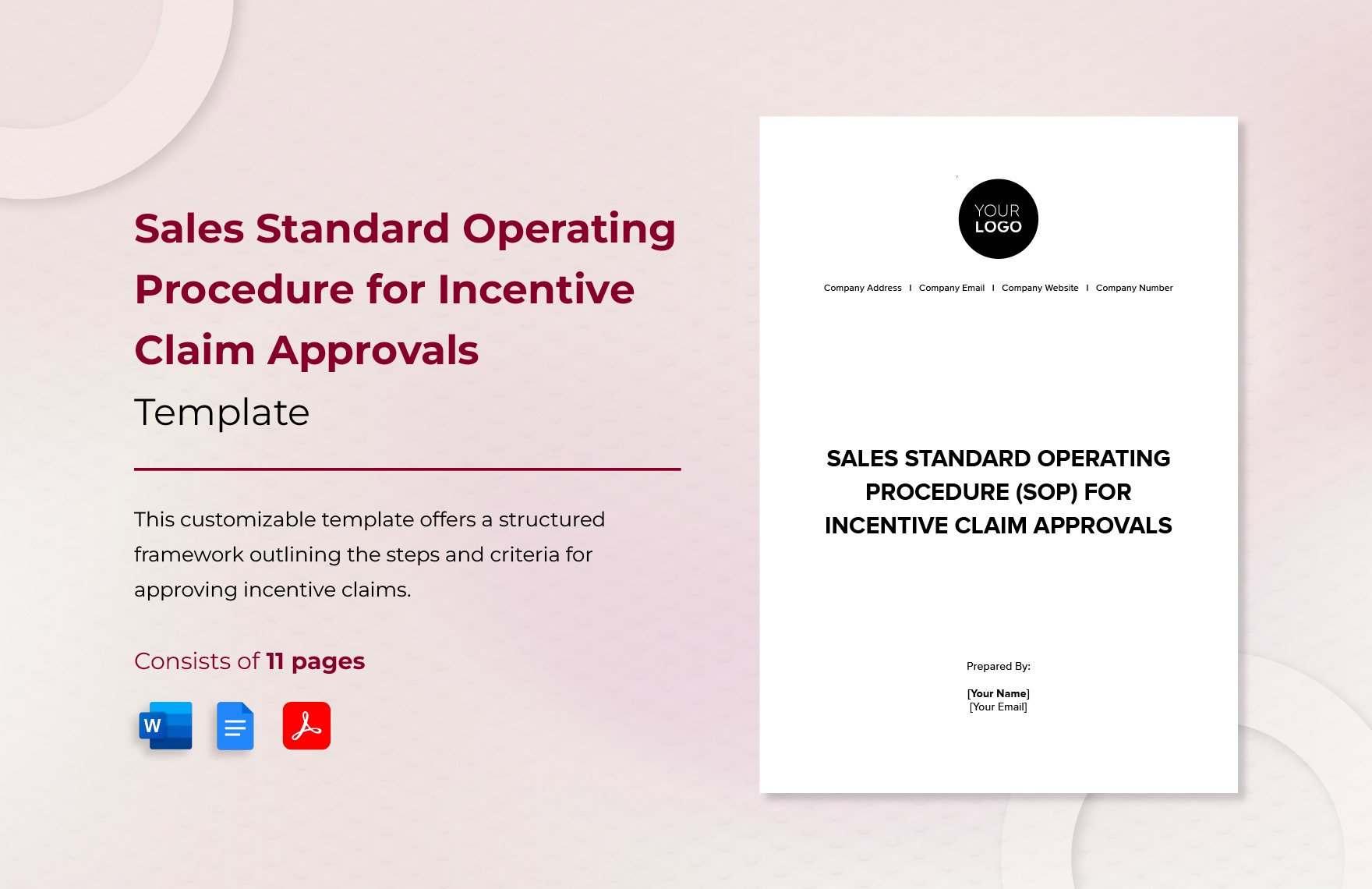 Sales Standard Operating Procedure (SOP) for Incentive Claim Approvals Template