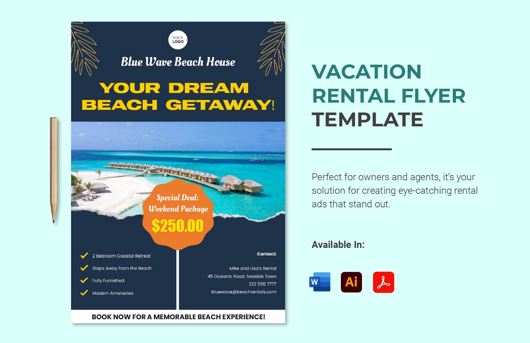 Vacation Rental Flyer Template in Word, PDF, Illustrator