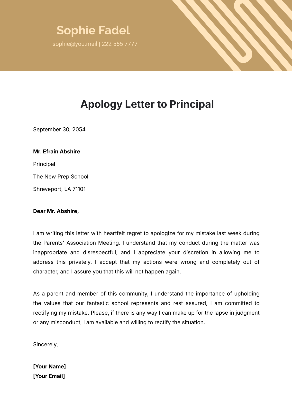 Apology Letter to Principal Template - Edit Online & Download