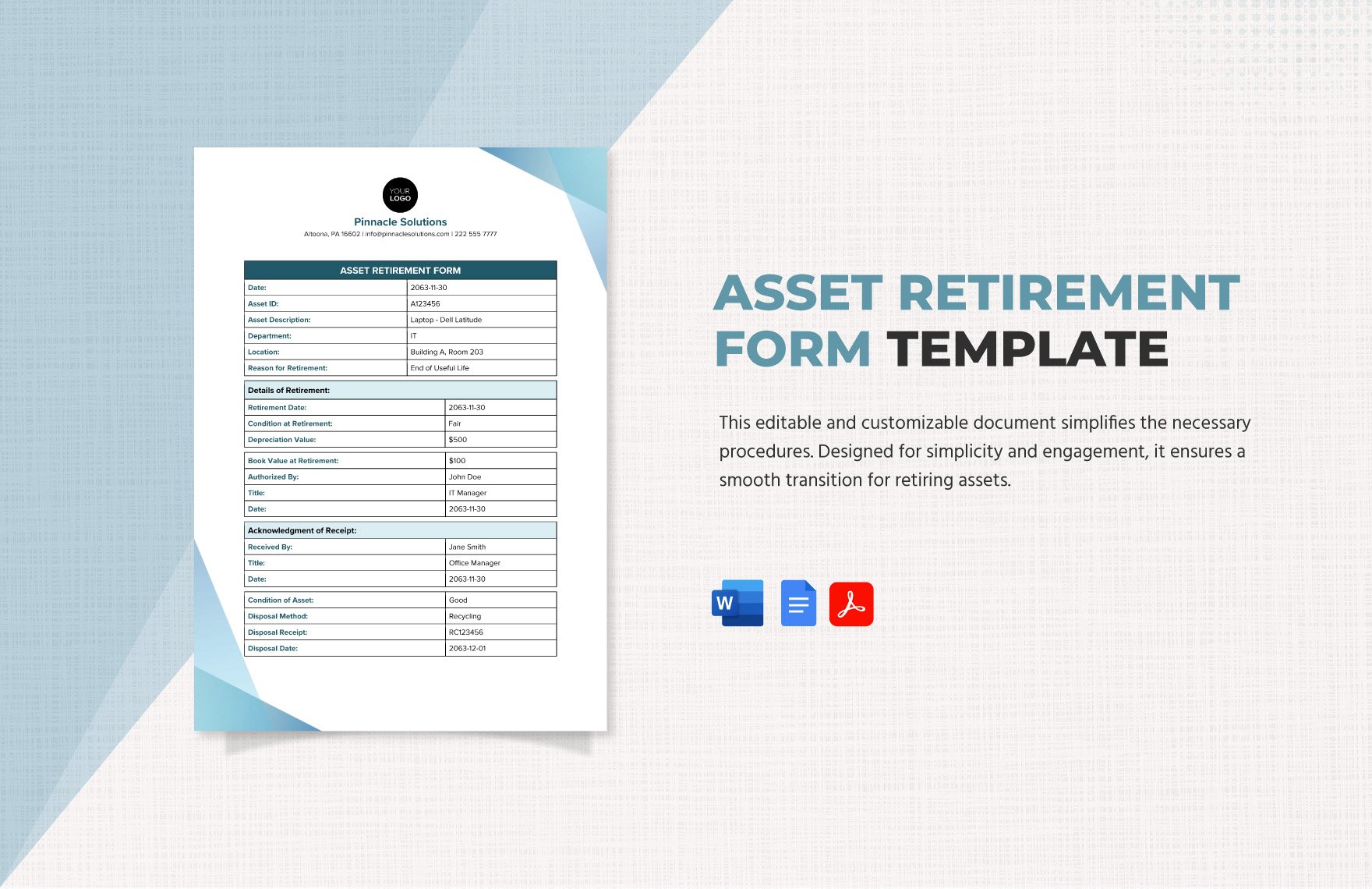 Free Asset Retirement Form Template in Word, Google Docs, PDF