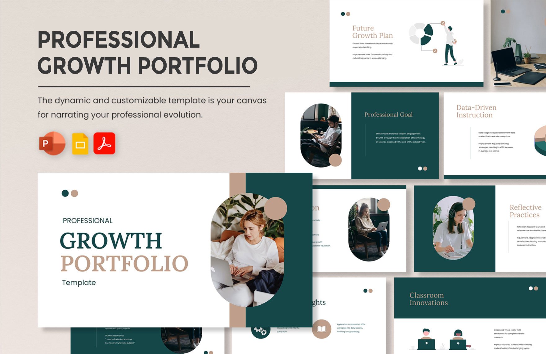 Free Professional Growth Portfolio Template in PDF, PowerPoint, Google Slides