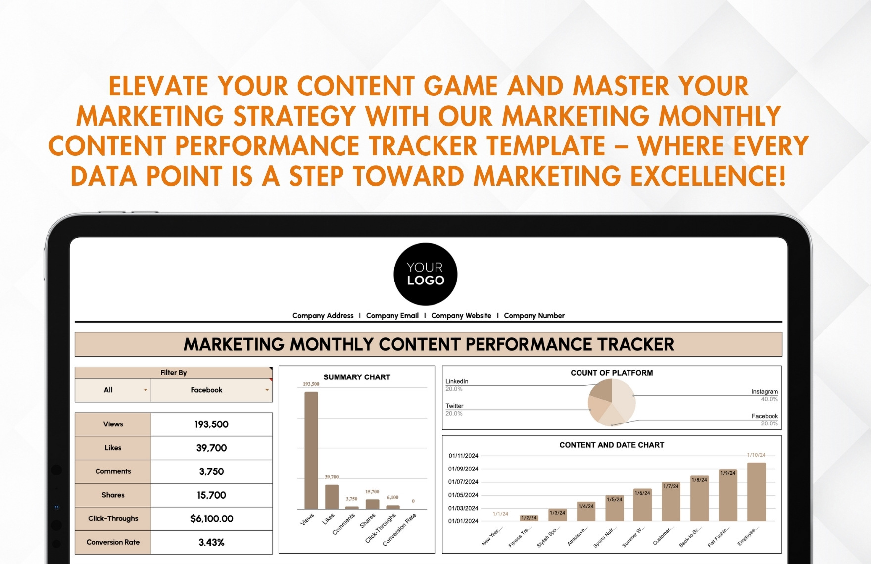 Marketing Monthly Content Performance Tracker Template