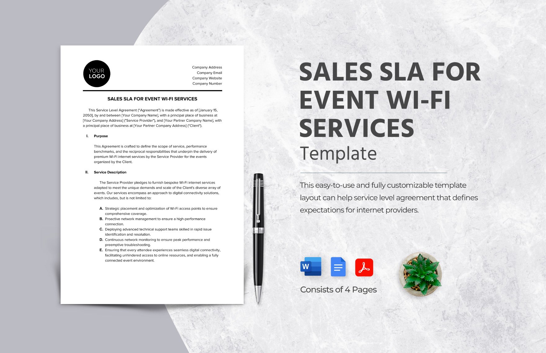 Sales SLA for Event Wi-Fi Services Template in Word, Google Docs, PDF